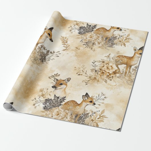 Bos Herten Dierenpatroon Cadeaupapier (Uitgerold)