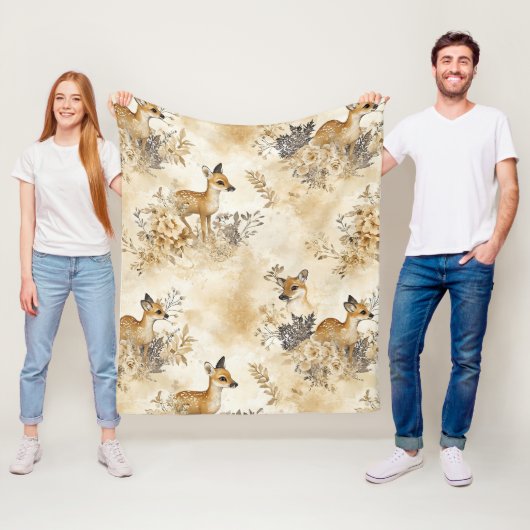 Bos Herten Dierenpatroon Fleece Deken (In situ)