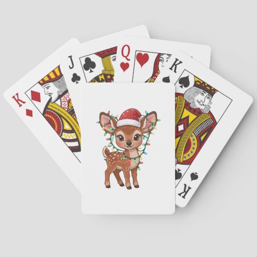 Bos herten in kerstverlichting gewikkeld   pokerkaarten (Achterkant)