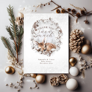 Bos Herten Koud buiten Winter Baby shower Bedankkaart