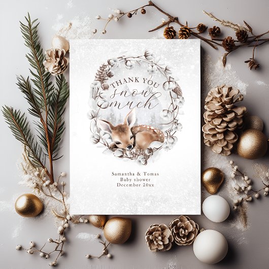 Bos Herten Koud buiten Winter Baby shower Bedankkaart