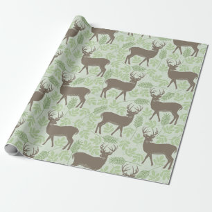 Bos Herten Loof Groen Bruin Patroon Cadeaupapier