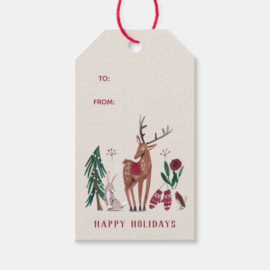 Bos herten noords Kerstmis Cadeaulabel (Voorkant)