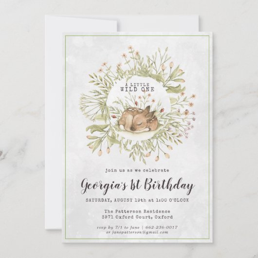 Bos Herten | Uitnodiging voor bos verjaardagsfeest (Voorkant)