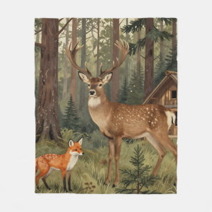 Bos Herten Vos Boslandhut Scene Fleece Deken