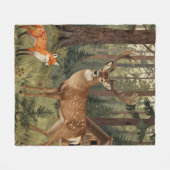 Bos Herten Vos Boslandhut Scene Fleece Deken (Voorkant (Horizontaal))