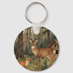 Bos Herten Vos Boslandhut Scene Sleutelhanger