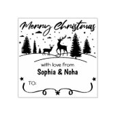 Bos Herten Vrolijk kerstfeest met liefde, Paar Lab Rubberstempel (Afrduk)