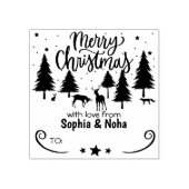 Bos Herten Vrolijk Kerstfeest met liefde, Paar Rubberstempel (Afrduk)