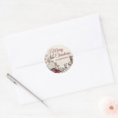 Bos Herten Vrolijk Kerstfeest met Naam Ronde Sticker (Envelop)