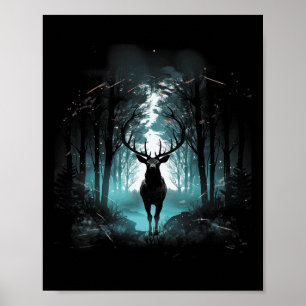 Bos Herten Wilde Dieren Dier Illustratie 2 Poster