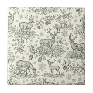 Bos Herten Winter Toile Patroon Tegeltje