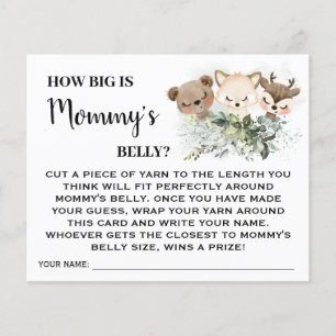 Bos Hoe groot is de buik van mama Baby Shower spel Flyer