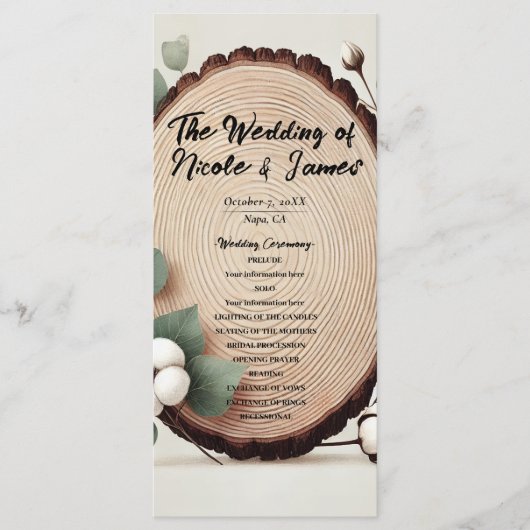 Bos Hout Eucalyptus Katoen Rustiek Programma Programmakaart (Voorkant)