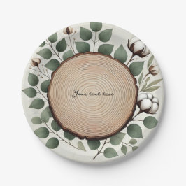 Bos Hout Eucalyptus & Katoen Rustieke Huwelijk Papieren Bordje