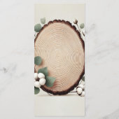 Bos Hout Eucalyptus Katoen Rustieke Trouwmenu Menu (Achterkant)