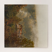 Bos houten huis: rustige scène legpuzzel (Horizontaal)