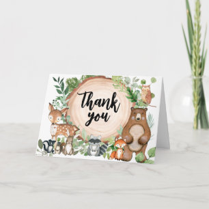 Bos houten plak Baby Shower Bedankkaart