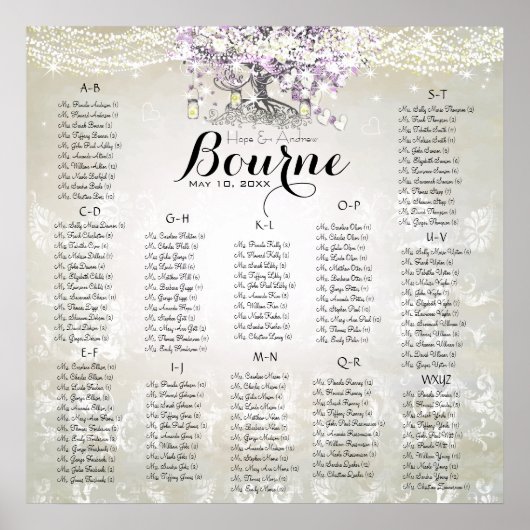 Bos Houten Pot Lavendel Hart Blaadje Boom Bruiloft Poster (Voorkant)