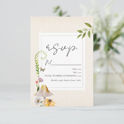 Bos Houtig Bloemig Paddenstoel Trouw RSVP (Staand voorkant)