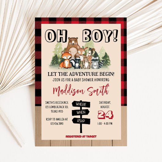Bos-houtvester Baby Shower Kaart