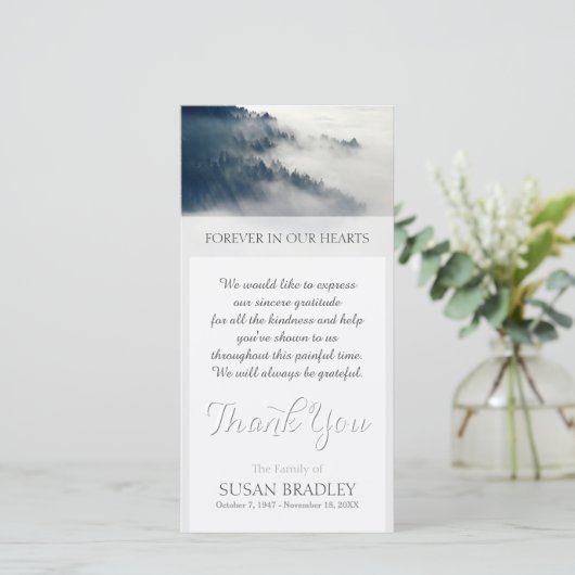 Bos in de winter Sympathie Dank u Fotokaart Bedankkaart (Staand voorkant)