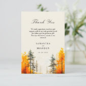 Bos in herfstkleuren bruiloft bedankkaart (Staand voorkant)