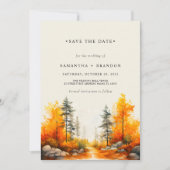 Bos in herfstkleuren bruiloft save the date (Voorkant)