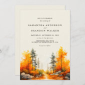 Bos in herfstkleuren bruiloft Uitnodiging (Voorkant / Achterkant)
