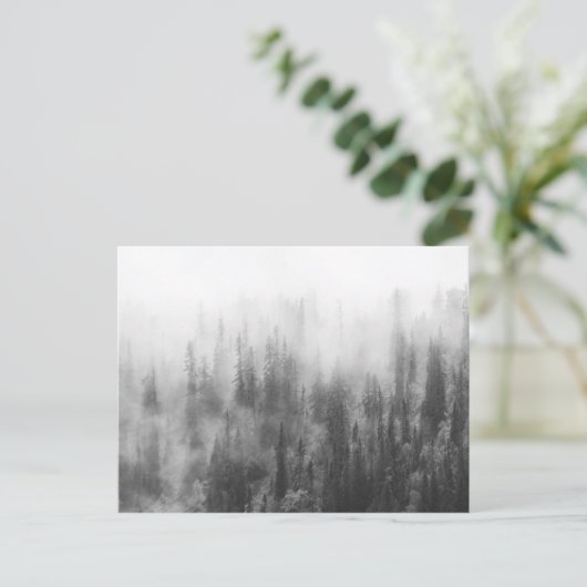 bos in mist briefkaart (Staand voorkant)