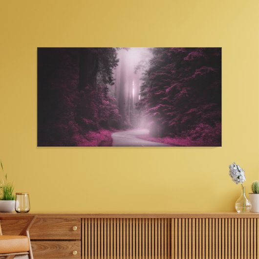 Bos in Mist Fantasy Landschap Canvas Afdruk (Insitu (Woonkamer))