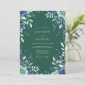 Bos Indigo Korenbloem Eucalyptus Bruiloft Kaart (Staand voorkant)