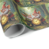 Bos kabouters met oude klok cadeaupapier (Rol Hoek)