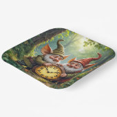 Bos kabouters met oude klok papieren bordje (Gebogen)