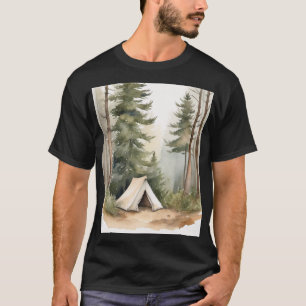 Bos Kampeer Tent Dennenhout Natuur Design voor Ou T-shirt