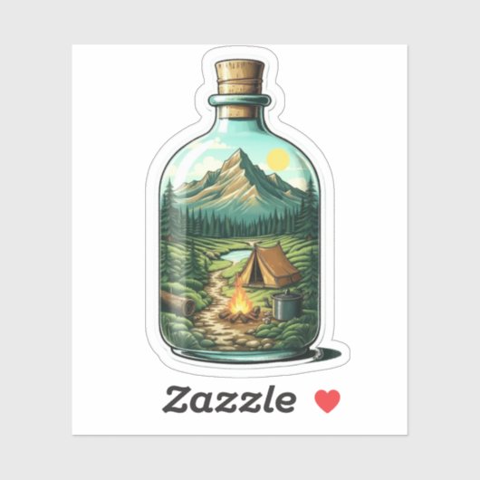 Bos Kamperen In Een Fles Vinyl Sticker | Sticker (Vel)