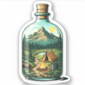 Bos Kamperen In Een Fles Vinyl Sticker | Sticker (Voorkant)