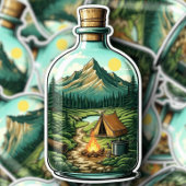 Bos Kamperen In Een Fles Vinyl Sticker | Sticker