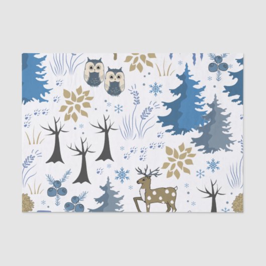 Bos kerstbomen en dieren tissuepapier (Voorkant)