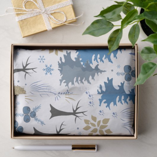 Bos kerstbomen en dieren tissuepapier (Geschenk)