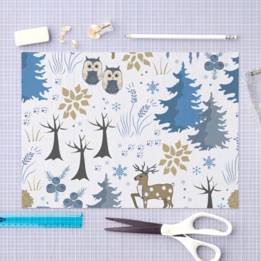 Bos kerstbomen en dieren tissuepapier (Craft)