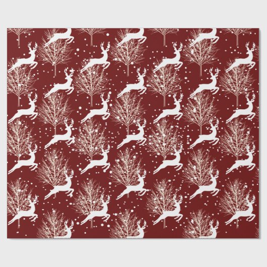 Bos kerstherten - rood cadeaupapier (Vlak)