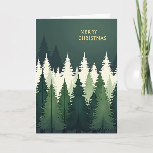 Bos Kerstkaart - Moderne Groene Boom Kaart (Voorkant)