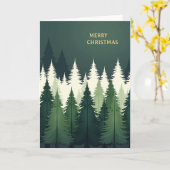 Bos Kerstkaart - Moderne Groene Boom Kaart (Gele Bloem)