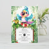 Bos Kinder papegaai verjaardag Kaart (Staand voorkant)