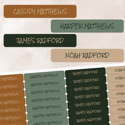 Bos Kleur Gecodeerde Geschreven Naam Waterdicht Labels