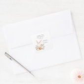 Bos Konijn Bloemendek Blauwe  Vierkante Sticker (Envelop)