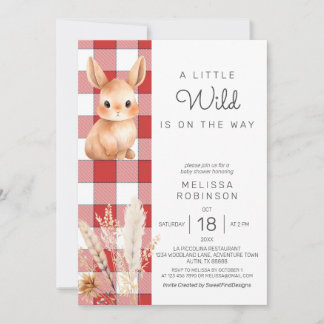 Bos Konijn Pampas Herfst Baby Shower Kaart