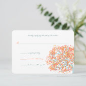 Bos Koraal Bladeren AQUA Boom  Trouw Uitnodiging (Staand voorkant)
