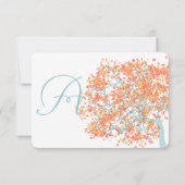 Bos Koraal Bladeren AQUA Boom  Trouw Uitnodiging (Achterkant)